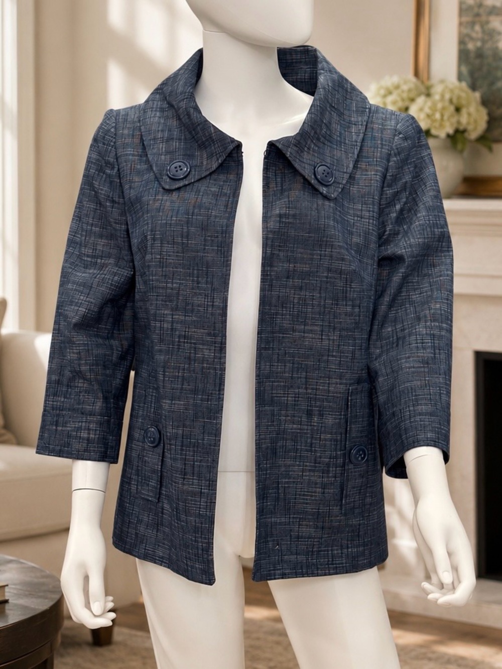 𝘼𝙡𝙚𝙭 𝙈𝙖𝙧𝙞𝙚 Women's Navy Jacket with Pockets Size 10